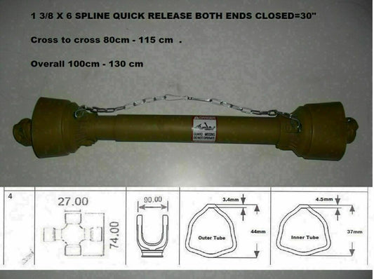 Agricultural PTO Shaft With Safety Cover - Very Heavy Duty - More than 120 HP | B & Z Tailshafts