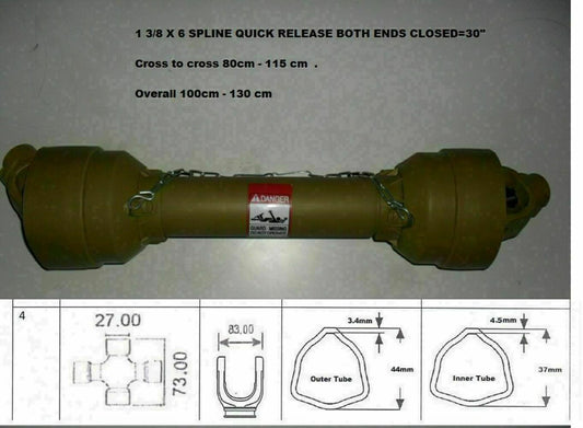 Agricultural PTO Shaft With Safety Cover - 35 HP @ 540RPM 1200 MM Length | B & Z Tailshafts