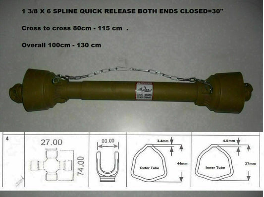 Agricultural PTO Shaft With Safety Cover 64 HP 700 MM Length | B & Z Tailshafts