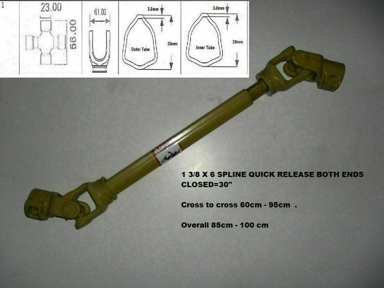 Agricultural PTO Shaft With Safety Cover - 16 HP @ 540RPM 900 MM Length | B & Z Tailshafts